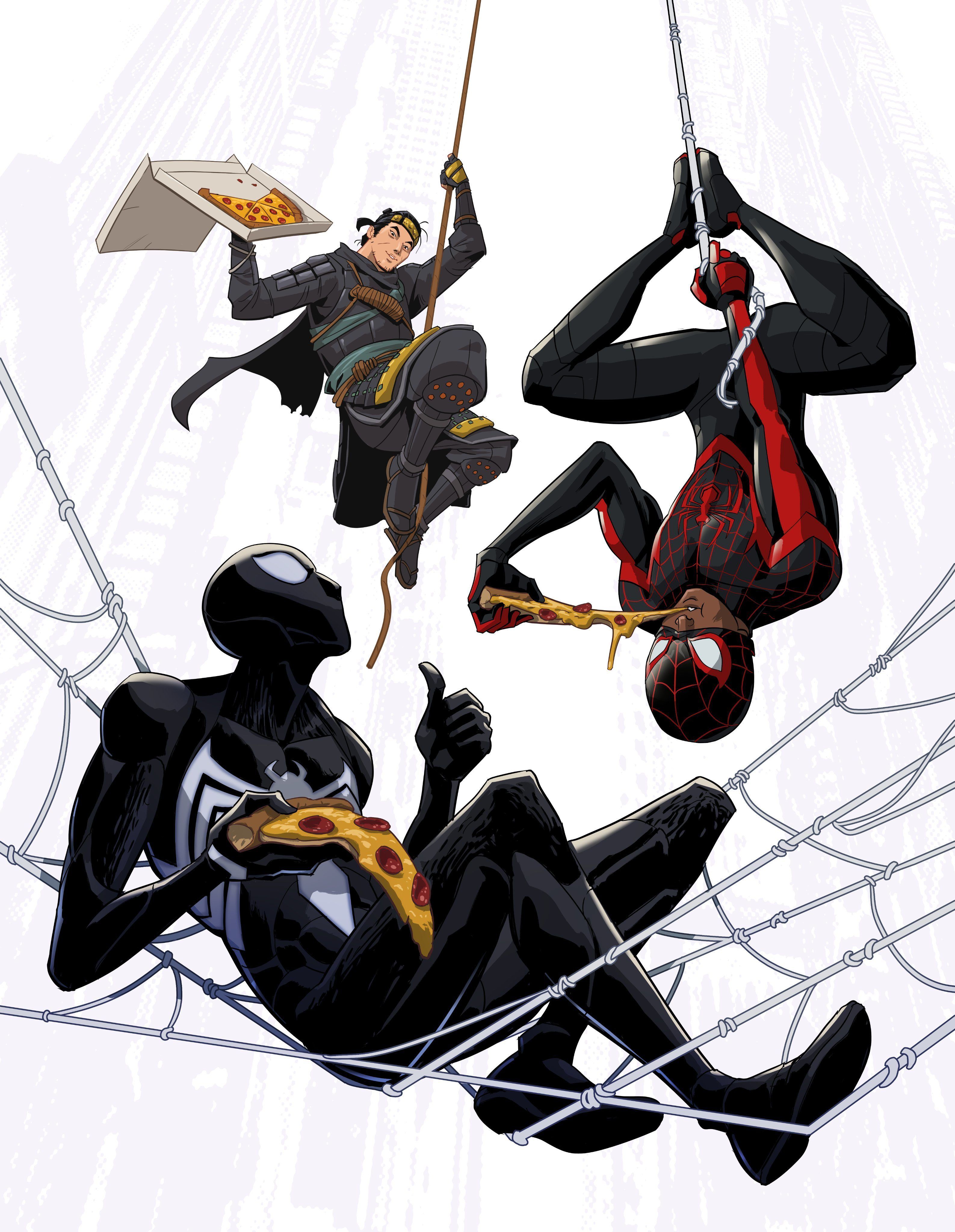 Элой и Кратос веселяться с Пауками: Студии Sony поделились артами в честь релиза Marvel's Spider-Man 2 |2